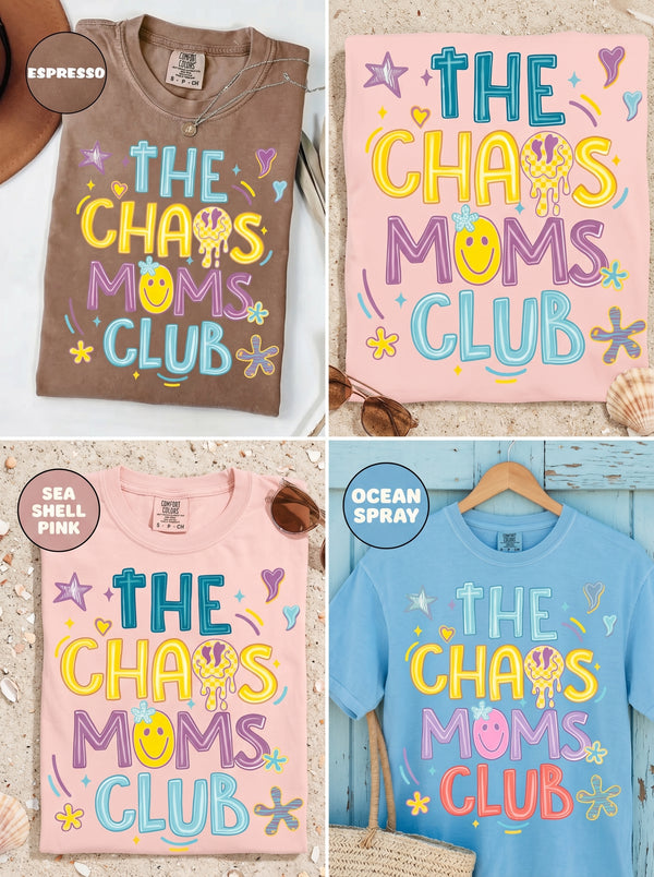 The Chaos Moms Club Stripe Mothers Day Motherhood T-Shirt